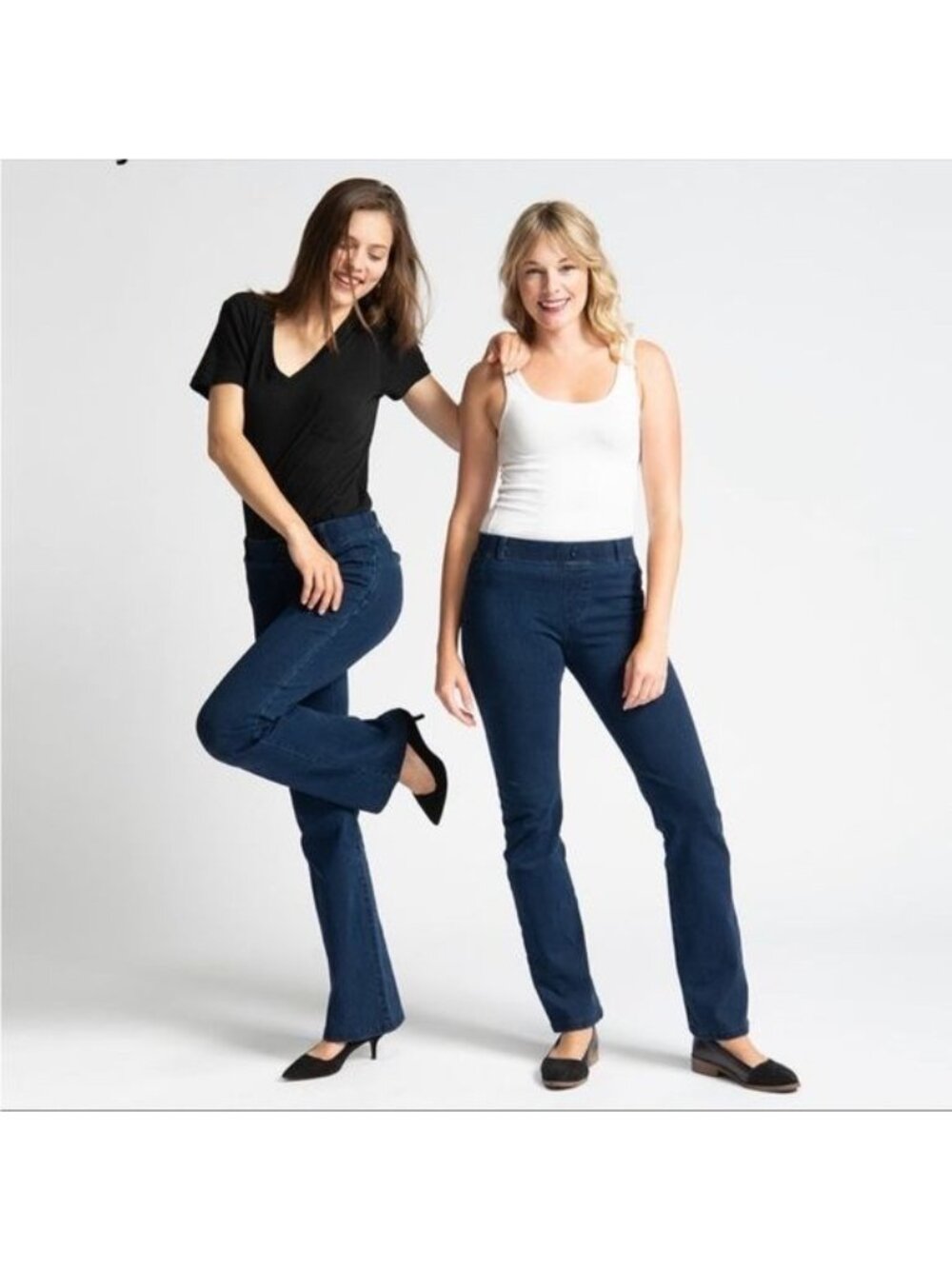 Betabrand Boot-Cut 4-Pocket Yoga Denim Dark Indigo Large